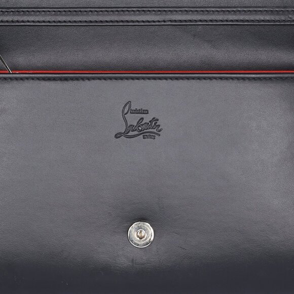 Christian Louboutin Paloma Clutch Crossbody Black Leather Leopard Studded - Picture 7 of 9